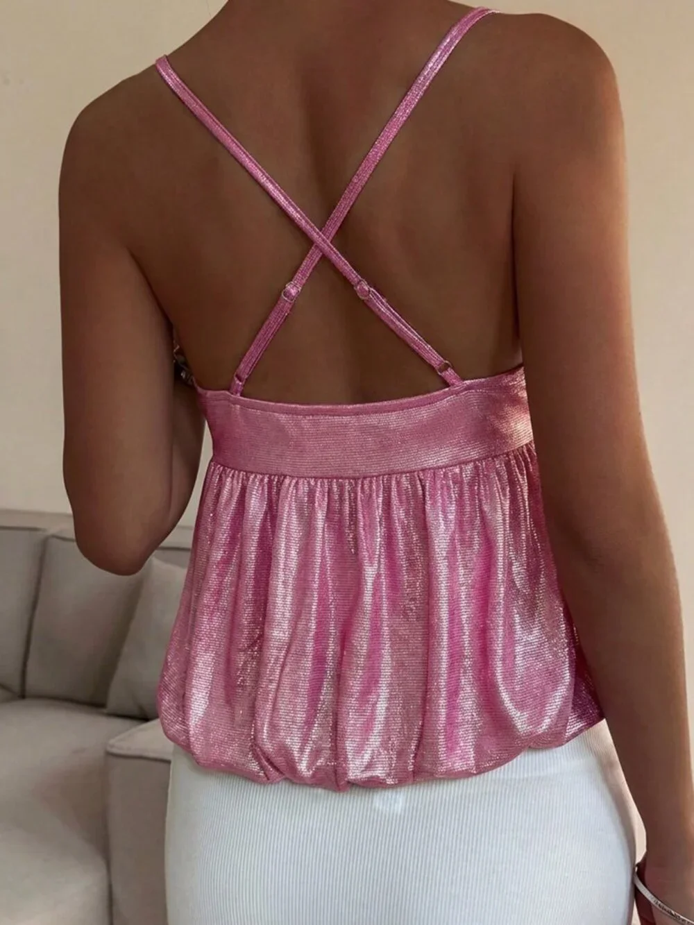 Pink Casual Women's Shiny Camisole